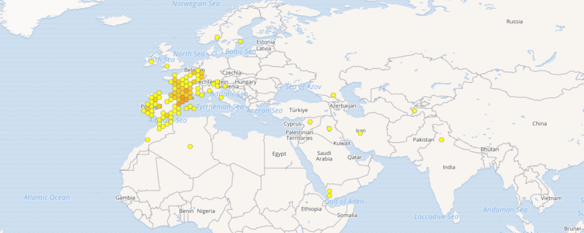 Prodotto da OpenStreetMap per GBIF the Global Biodiversity Information Facility